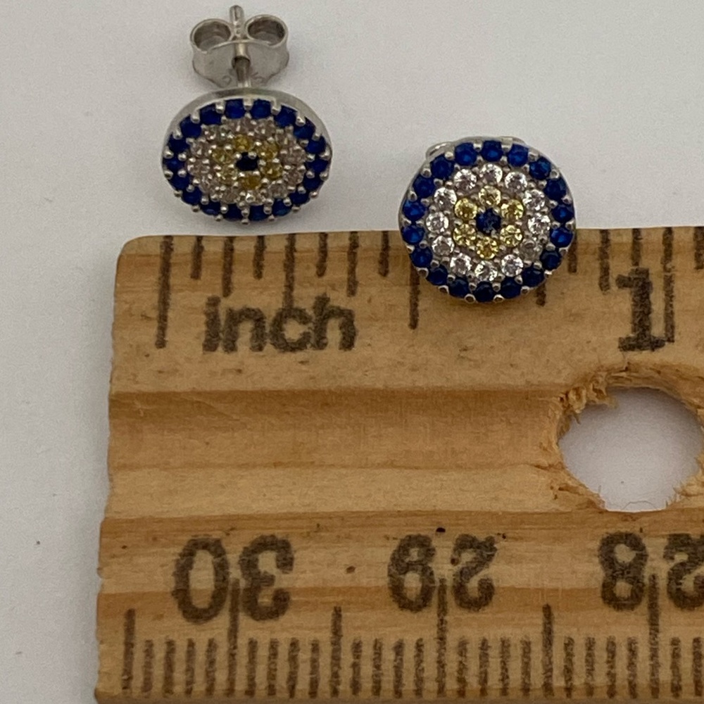 🧿 925 Silver evileye earrings stunning blue evil eye eyes post posts stud studs